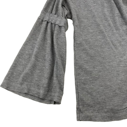 Baea Los Angeles Raw Seams Waffle Thermal Bell Sleeve Top Sz LARGE Grey NWT