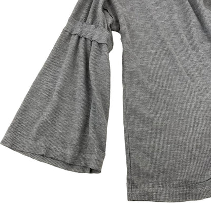 Baea Los Angeles Raw Seams Waffle Thermal Bell Sleeve Top Sz LARGE Grey NWT