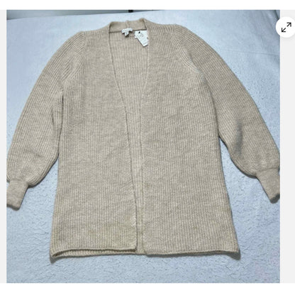 Topshop Women’s XS (0-2) Oversized Wool Blend Beige Cardigan Knit Sweater NEW