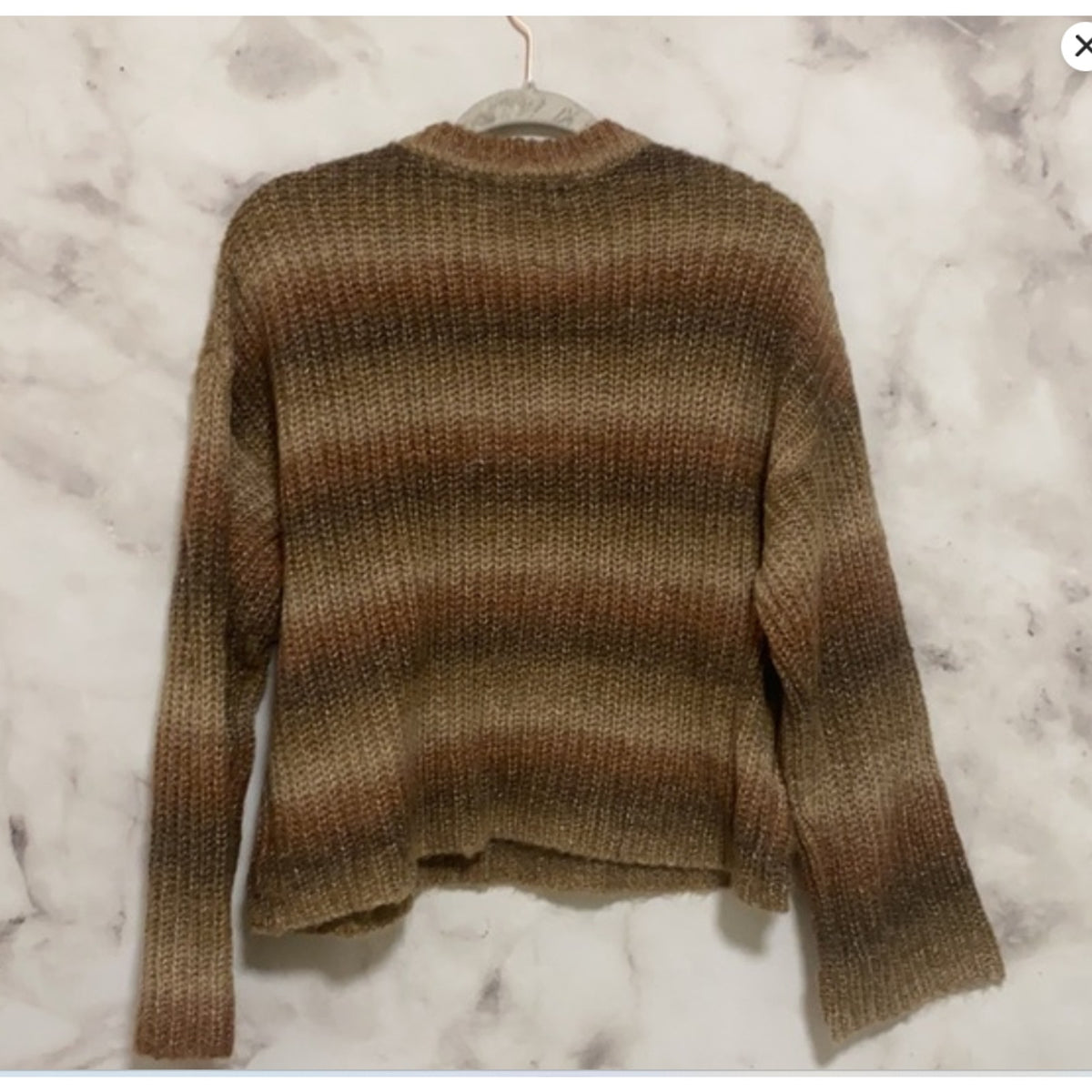 BP. Raisin Space Dye Striped Pullover Sweater Long Sleeve Brown Women's Size XS