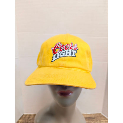 Vintage Mid-Century Coors Light Yellow Snapback Baseball Cap Hat Retro Y2K