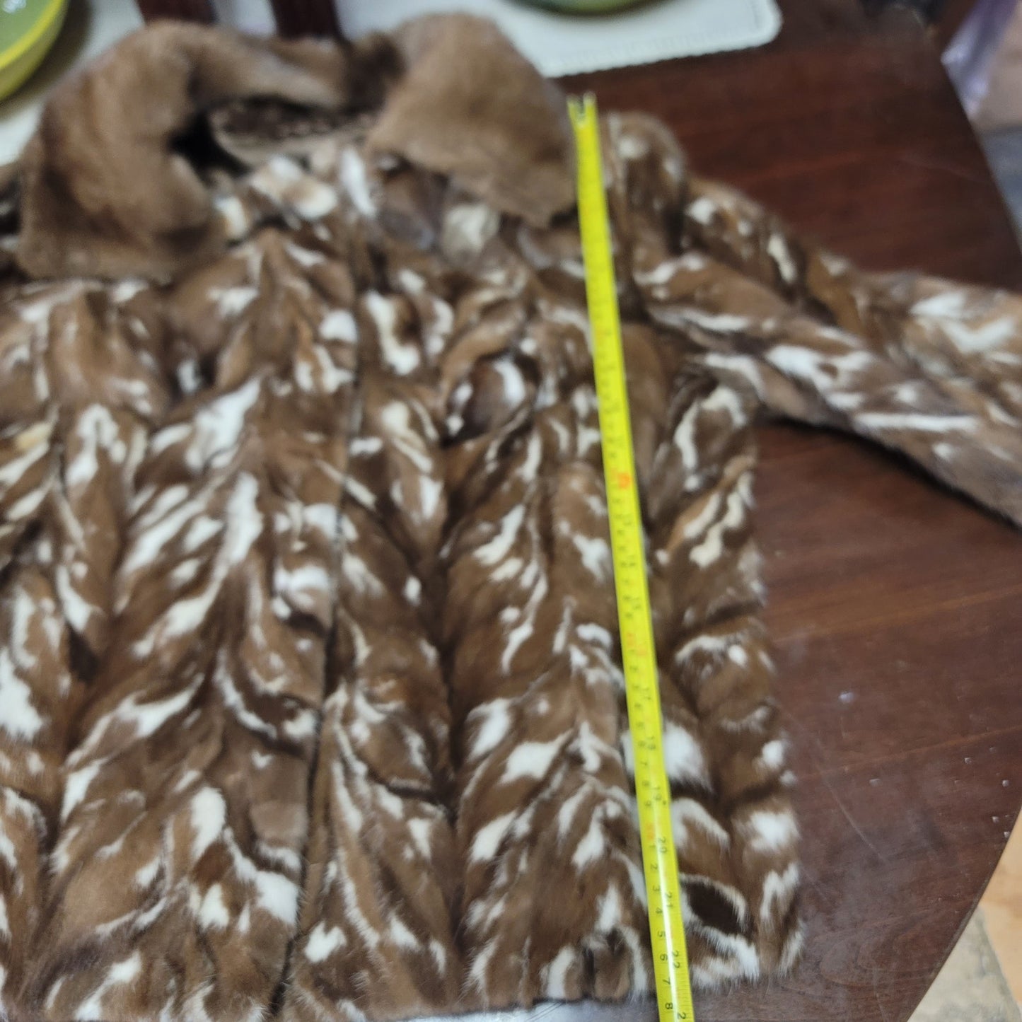 Vintage Smart MINK waist high Genuine Jacket coat pocket Removable collar Medium