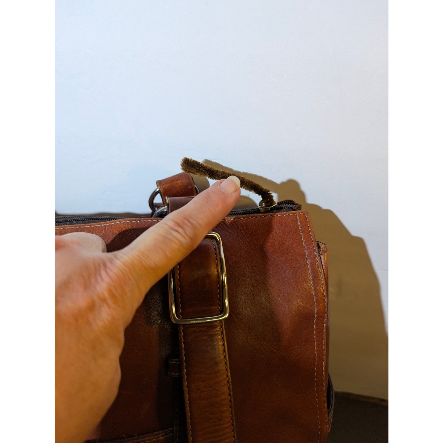 Vintage Fossil Estate Leather Duffle Satchel 75082 Brown Heritage Boho well worn