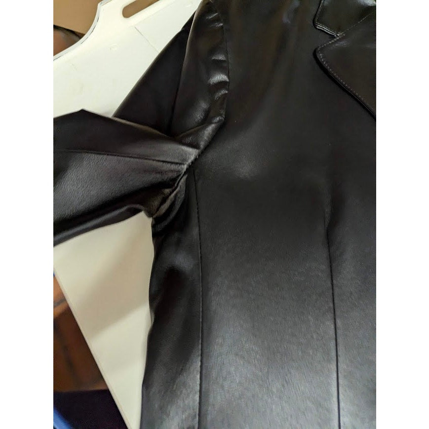 J. Ferrar Men's Black Genuine Leather Blazer Jacket Size Large 90s MatrixVibes