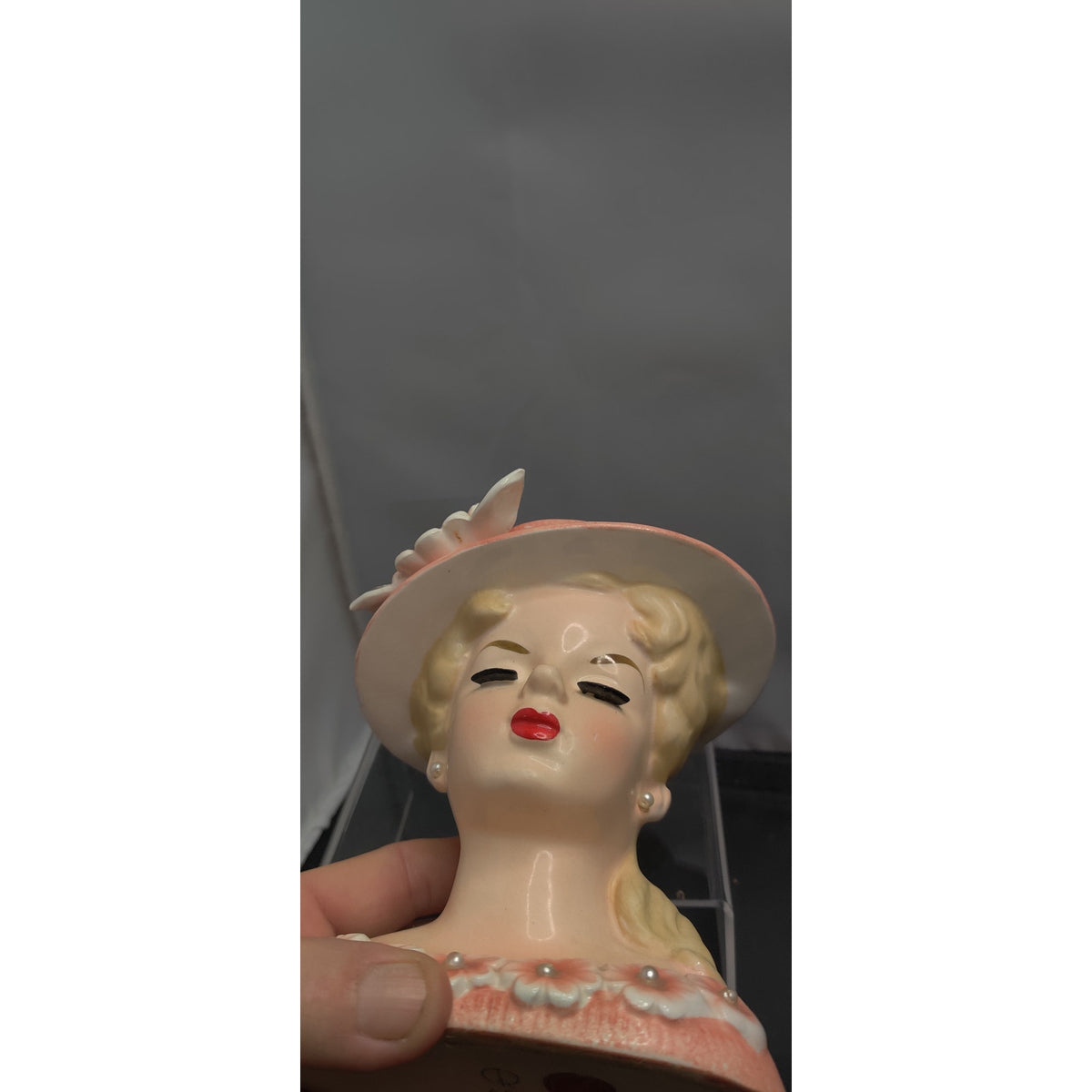 Vintage Rubens Pink Floral Lady Headvase Mid Century Kitsch Retro Collectibles!!