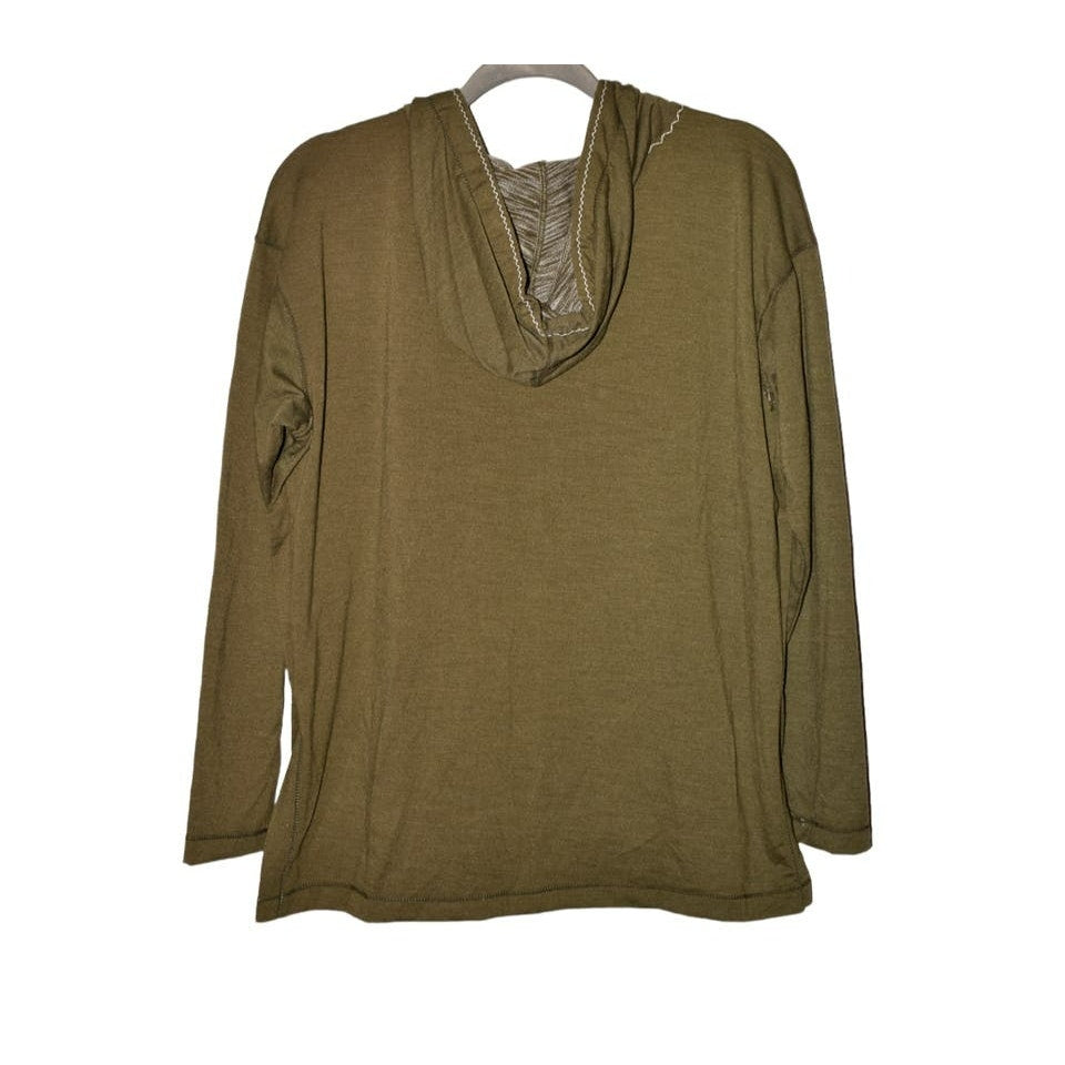 Max Studio Long Sleeve Drawstring Hoodie Top Sz XL/Extra Large in Olive NWT