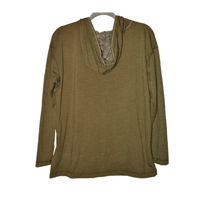 Max Studio Long Sleeve Drawstring Hoodie Top Sz XL/Extra Large in Olive NWT