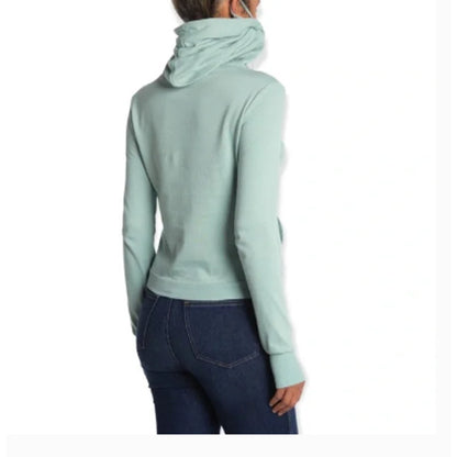 NWT LOVE, FIRE Mask Hoodie In Harbor Gray - MEDIUM Pocket thumb holess