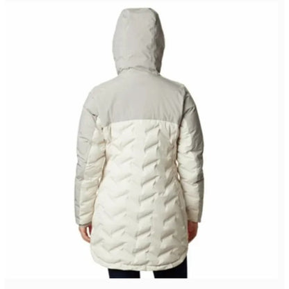 Columbia Down Mountain Croo Long Down Hood Jacket NEW $250.00 Size XS Chalk Gray