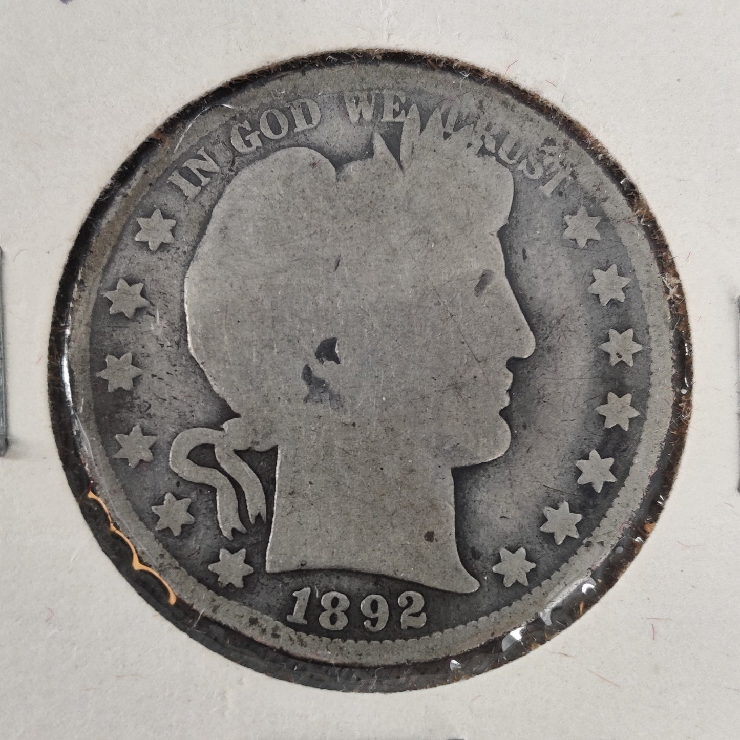 1892 Barber Silver Quarter - First Year of Issue Vintage US Coin - Good