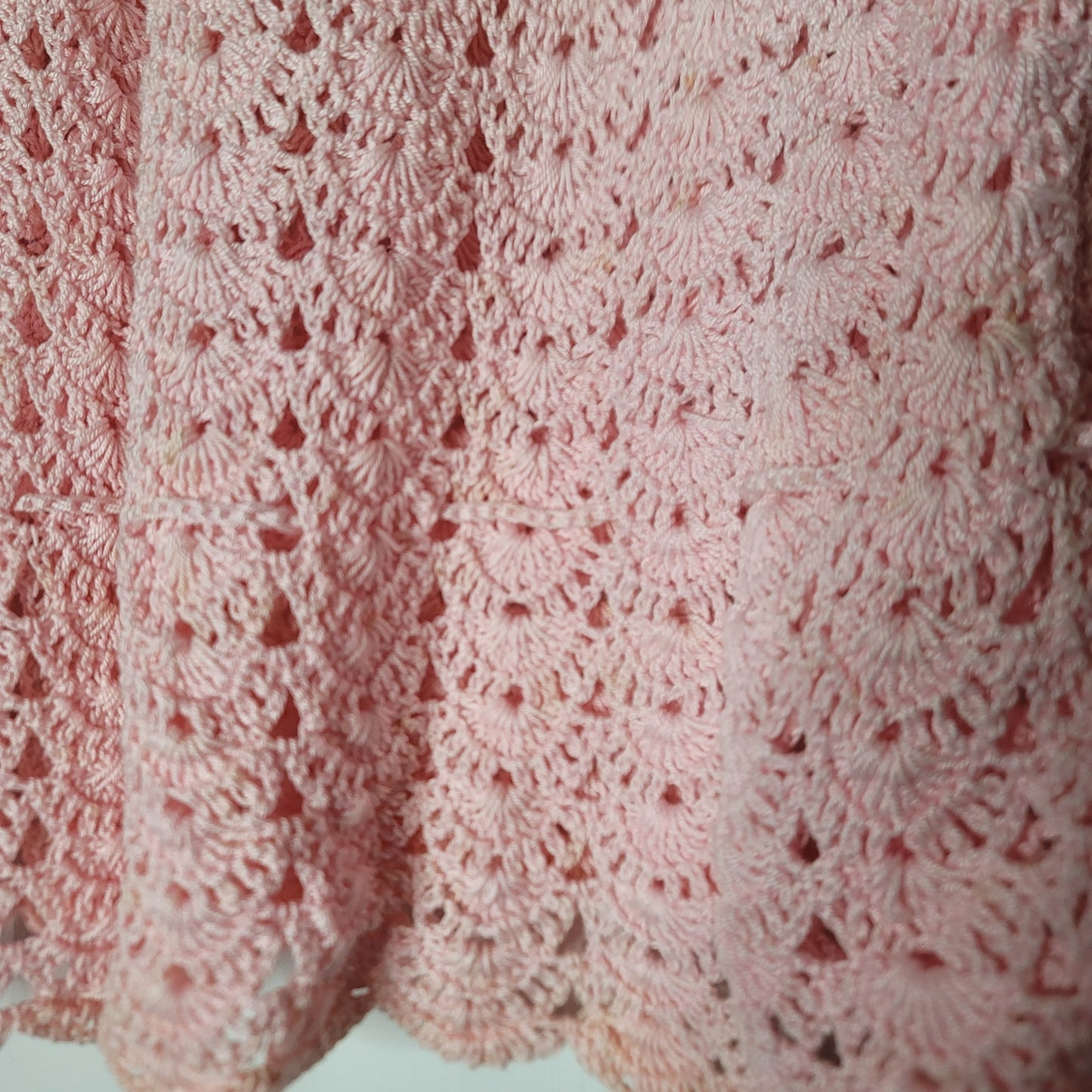 Vintage Little Flower Pink crochet 2 pc Set Skirt Short Sleeve Top Cotton Medium