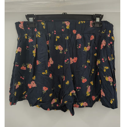 Love Fire XL Shorts Ruffle Hem Pull on Blue Floral Coquette soft girl cottage