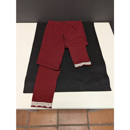Nannette Lace hem Size 4 Red Pants Kids YOuth girls leggings