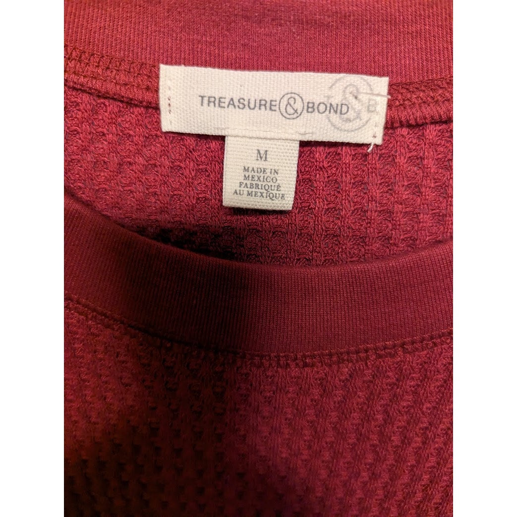 Treasure bond Size Medium Waffle Knit Top crew neck long sleeve thermal layers