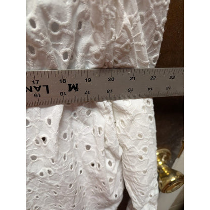 French Connection Eyelet White cotton Broderie oversized shirt blouse small