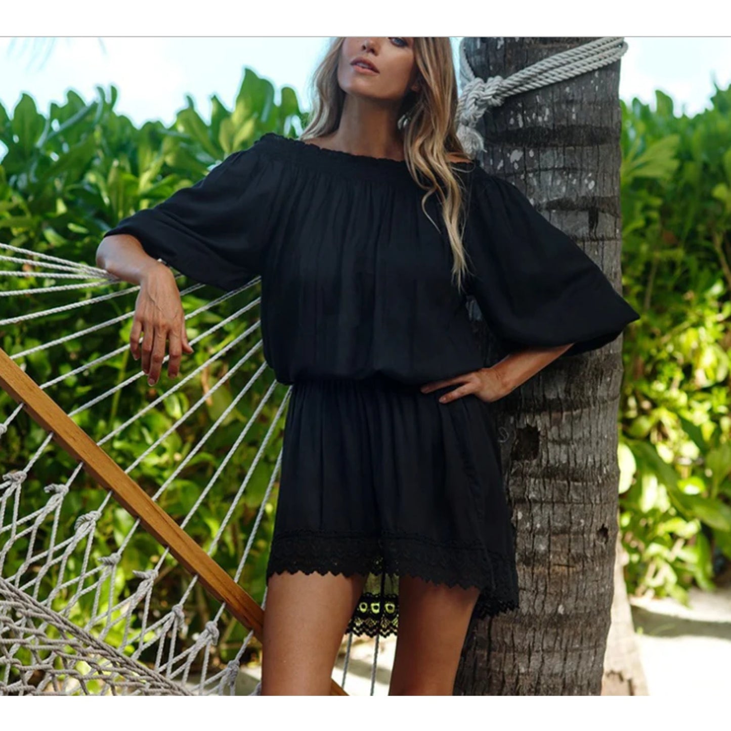 Melissa Odabash Black Ivy Cover Up Dress Size Small Beach Club Travel NEW $216