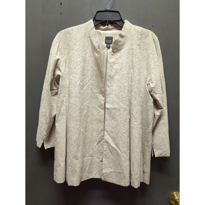 Eileen Fisher Champagne Evening Jacket Cardigan Size Medium Open Front Mandarin