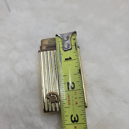 Vintage Ribbed Gold Mechanical Music Box Pocket Lighter Japan Smoke Gets In Eyes