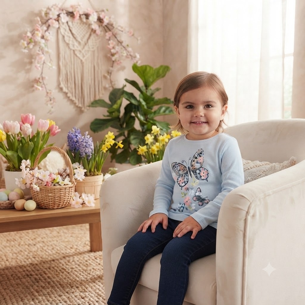Member’s Mark Toddler Girls Blue Butterfly Pajama Shirt Size 2T