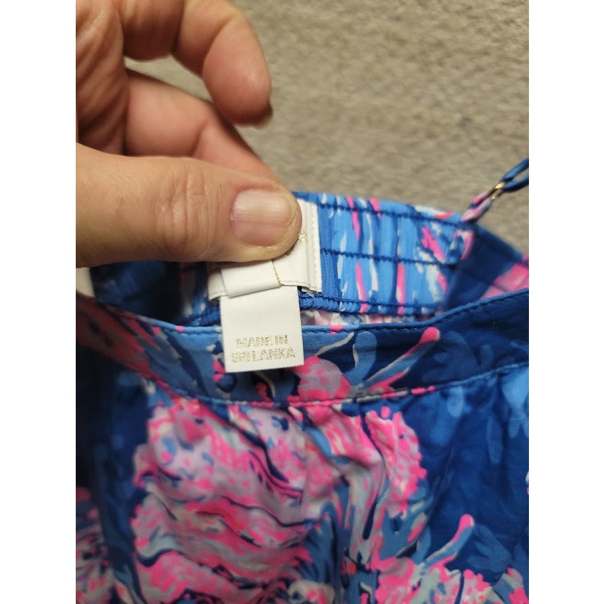 Lilly Pulitzer Girls Sleeveless Alessia Floral Dress Childs XL Blue Pink