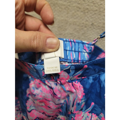 Lilly Pulitzer Girls Sleeveless Alessia Floral Dress Childs XL Blue Pink