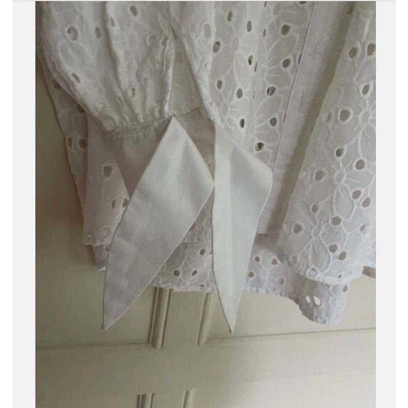 French Connection Eyelet White cotton Broderie oversized shirt blouse small