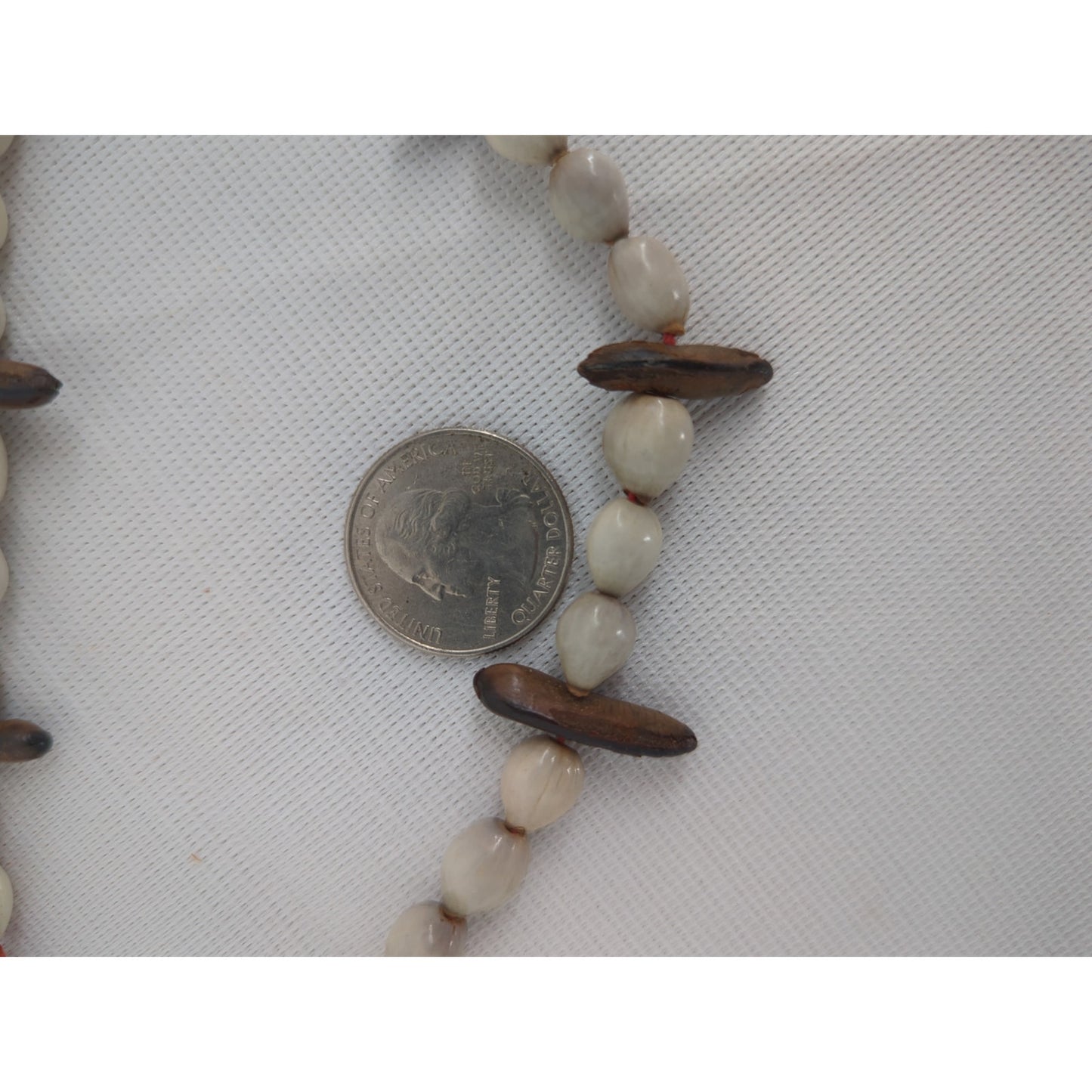 Vintage Double Strand Natural Seed & Wood Bead Necklace Boho Island Beach Chic