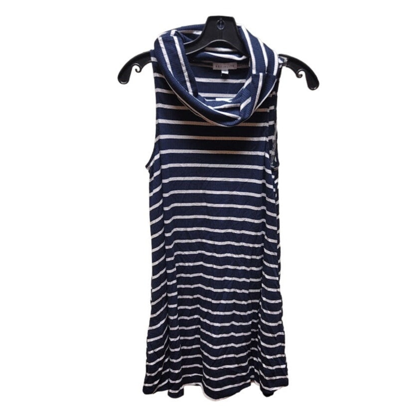 Socialite Cowl Neck Swing Dress Blue White Striped Pockets Size XS NEW Casual