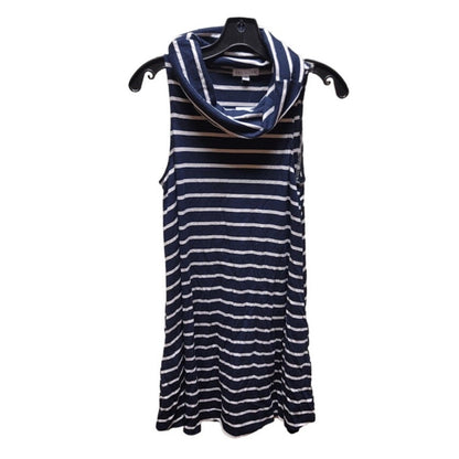 Socialite Cowl Neck Swing Dress Blue White Striped Pockets Size XS NEW Casual