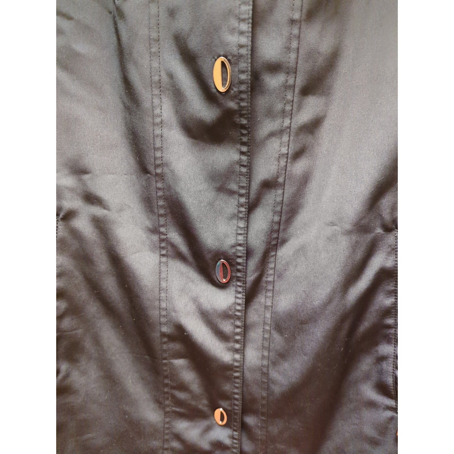 Fleet Street Black Utility Rain Jacket Button Down Size Large Travel Packable
