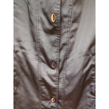 Fleet Street Black Utility Rain Jacket Button Down Size Large Travel Packable