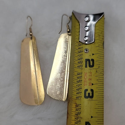 Vintage 1980s Modern Gold-Tone Trapezoidal Dangle Earrings Minimalist Geometric