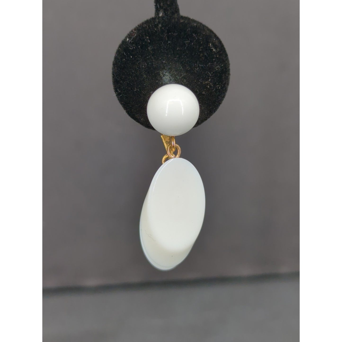 Vintage Trifari White and Black Modernist Clip On Earrings 1960s Glam Dangle