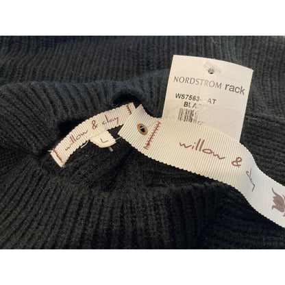 Willow & Clay Bishop Sleeve Back Cutout Pullover Sweater Sz Large in Black NWT