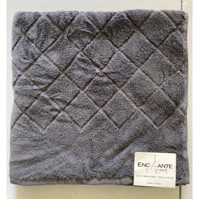 Enchante House Turkish Cotton Gracious Bath towel 28" x 54" Anthracite Geometric
