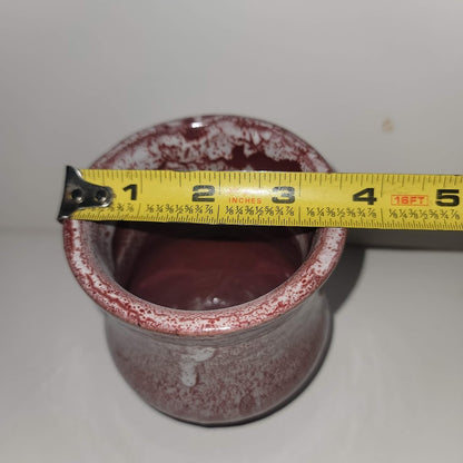 Handmade Art Pottery Vase handleless cup mug Clay Red White Dripware Signed Amy