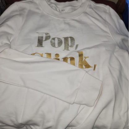 Nordstrom 1901 White Gold Silver Sweatshirt Size Small New Years  Pop Clink Fizz