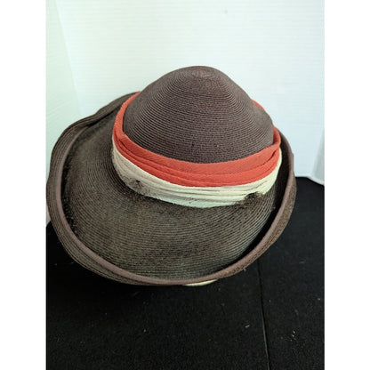 Vintage ladies HAT 40's 50's The Rhodes Hat Vintage Brown straw