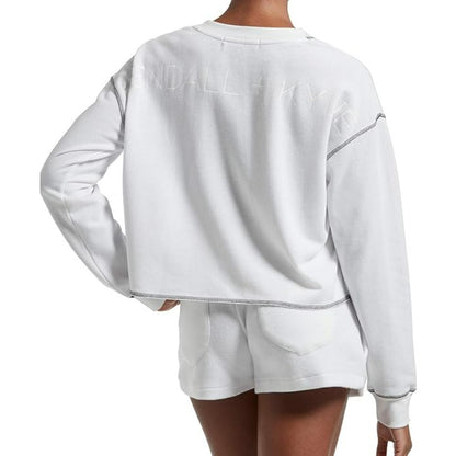 NWT Kendall & Kylie Oversized Long Sleeve Cropped Tee Sz Large in White/Black