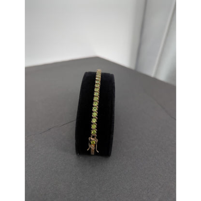 Vintage BRACELET FAB Sterling Silver 925 Tennis bracelet Peridot Green Stones