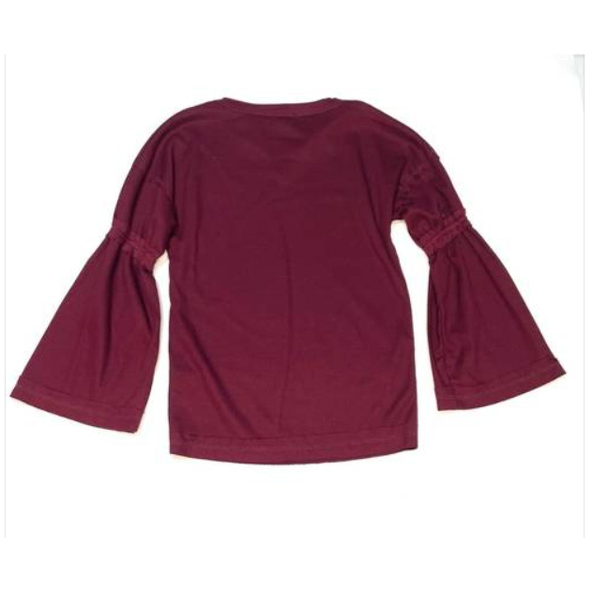 Baea bordeaux Flare Sleeve MEDIUM LIGHT V Neck Waffle Knit Thermal Top Shirt