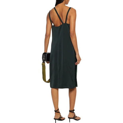 Helmut Lang Front Velvet Slip Dress Womens 2 Forest Green Sleeveless $690 NWT
