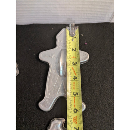Vintage Metal Aluminum Christmas Cookie Cutters Handle Set of 5 Holiday