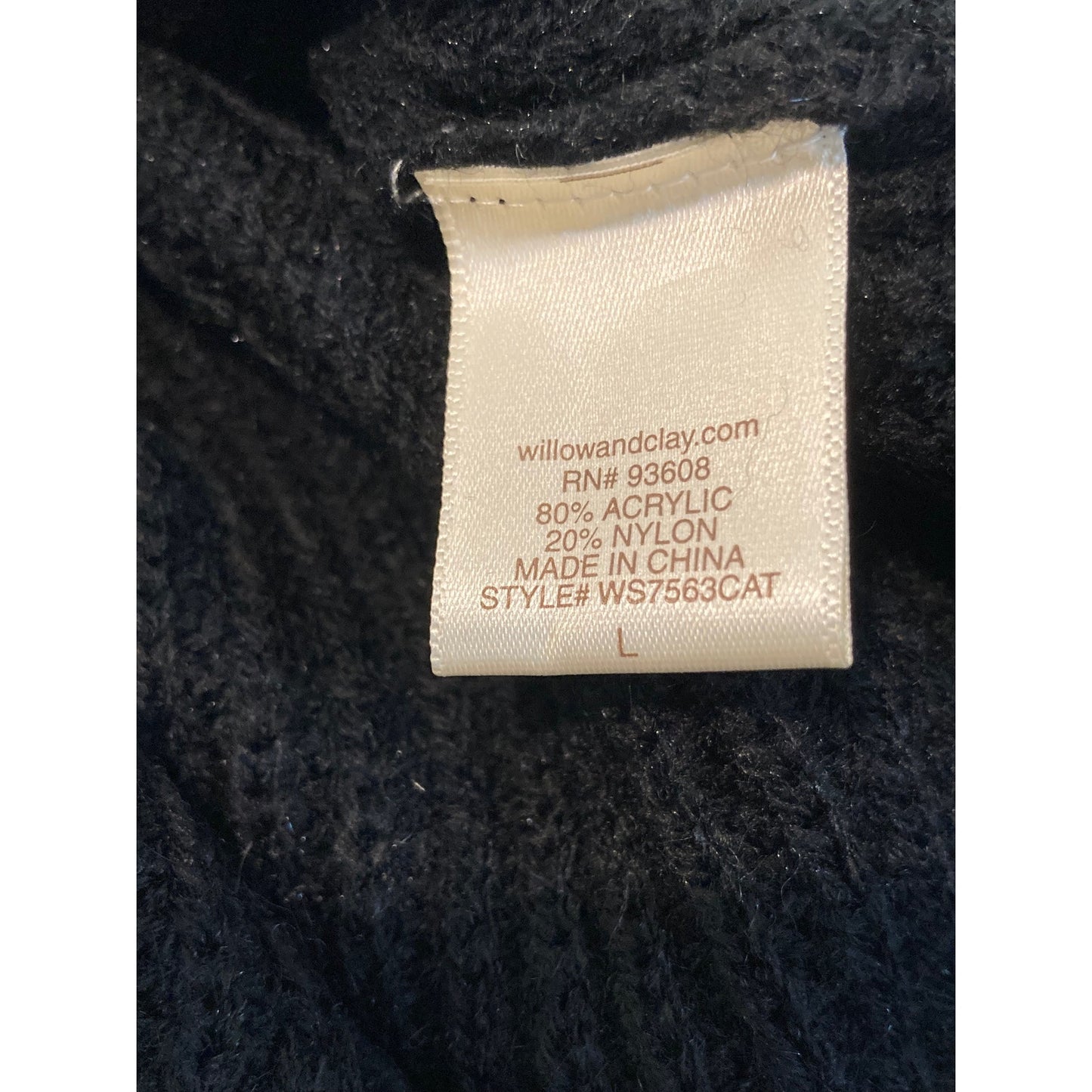 Willow & Clay Bishop Sleeve Back Cutout Pullover Sweater Sz Large in Black NWT