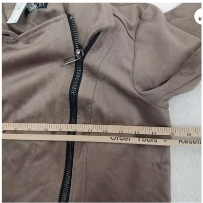 KUT from the Kloth SMALL Asymmetrical Zipper Crop Moto Jacket in Buff $98 NEW