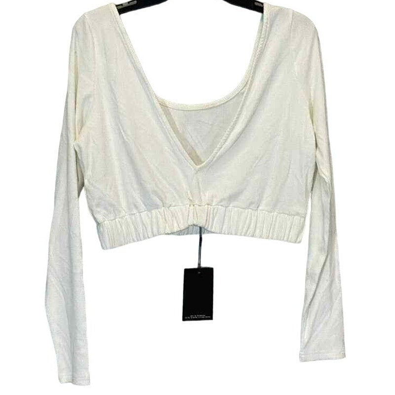 4th & Reckless V-Back Robyn Knit Ribbed Crop Top Sz XS/Extra Small in White NWT