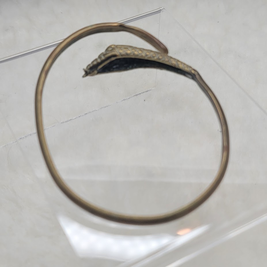 Vintage Brass Snake Arm Cuff Bracelet - Egyptian Revival Style