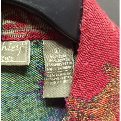 Vintage Ashley Knits Red Horse Tapestry Jacket Small Western Cowgirl Whimsical