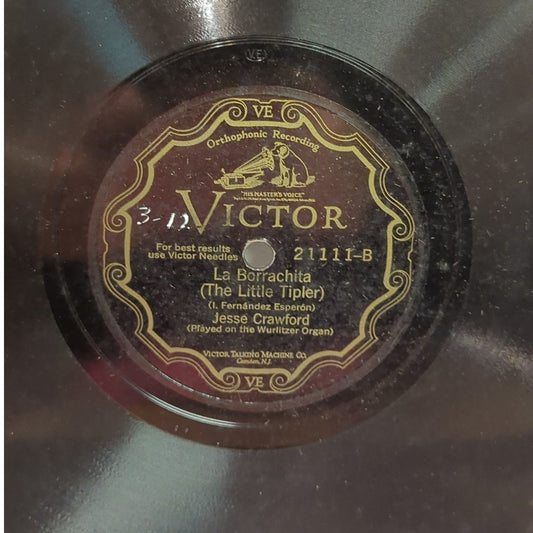 Vintage 78 Record LP Album Disc Shellac Vinyl Jesse Crawfor 21111 organ