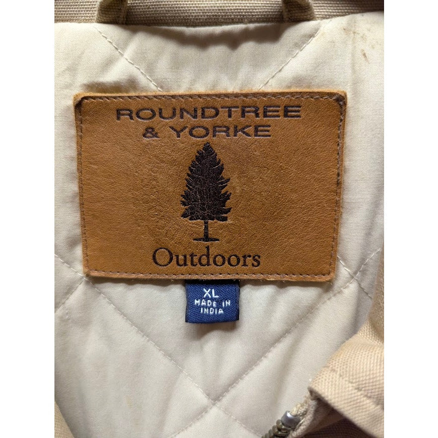 Roundtree & Yorke Outdoors Mens XL Tan Quilted Lined Utility Jacket Chore Coat